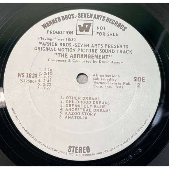 The Arrangement Vinyl LP Movie Soundtrack Promo 1969 Warner Bros Kirk Douglas - Picture 2 of 7